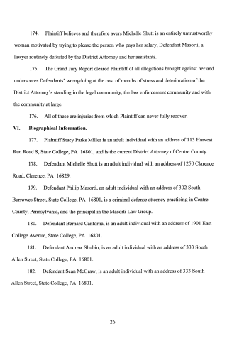 A scanned page from a legal document containing numbered paragraphs discussing biographical information of individuals involved in a civil complaint.