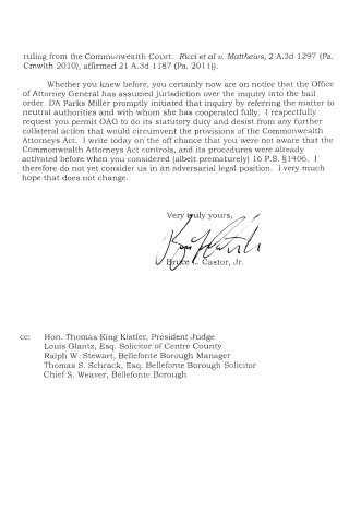 A scanned legal letter on white paper with typed text, a signature, and a cc list at the bottom.