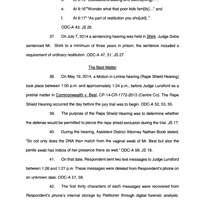 A scanned legal document page showing numbered paragraphs discussing court hearings, sentencing, and digital evidence recovery.