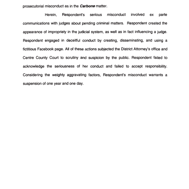 A scanned page from a legal document discussing misconduct and suspension order.
